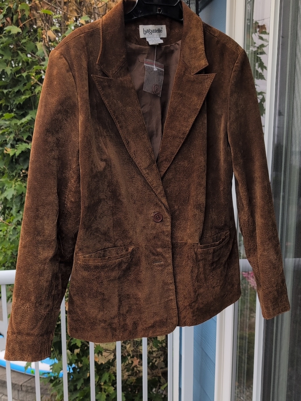 Bagatelle Brown Suede (Real Leather) Two-Button Blazer